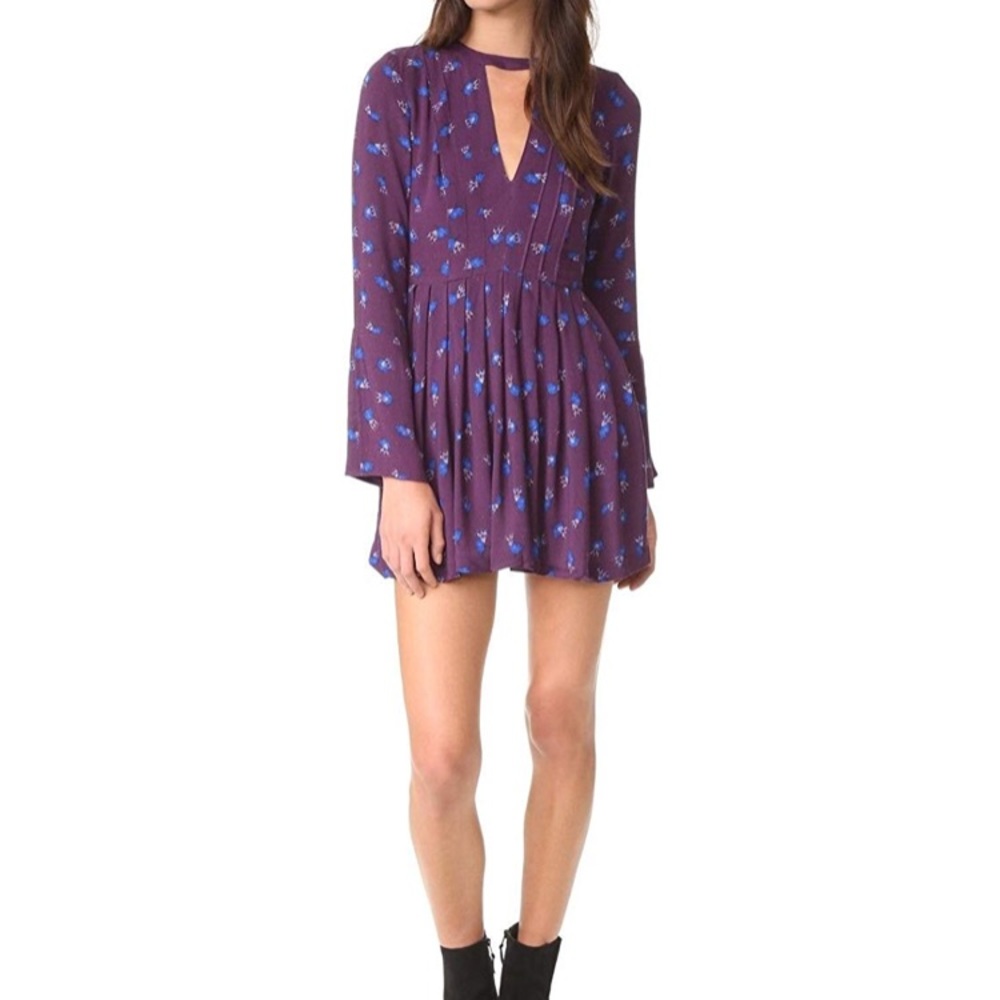 Free people tegan printed purple dress bohemian